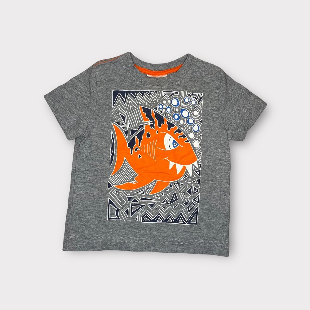 Hanna Andersson Orange Piranha Fish Gray Shirt